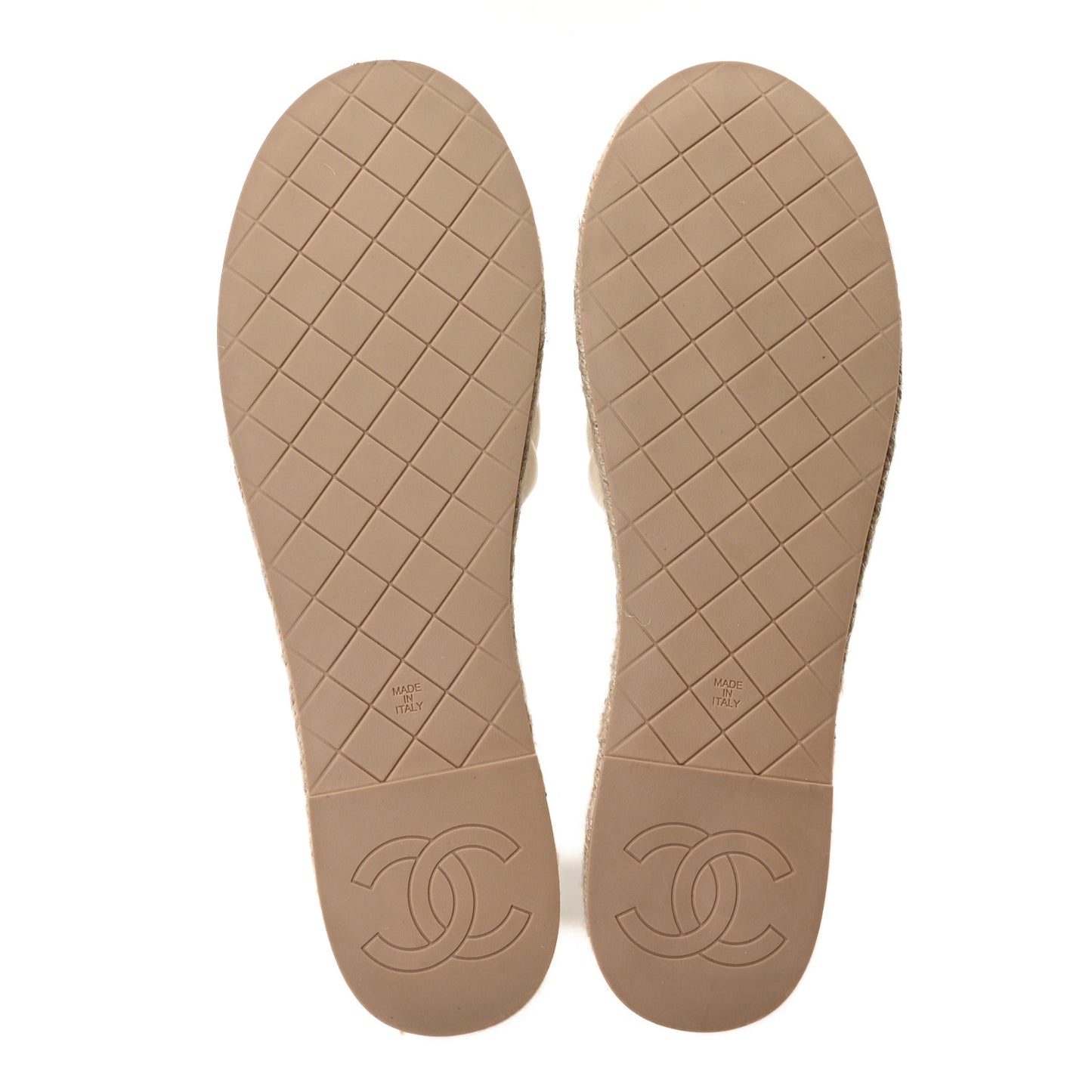 Lambskin Quilted CC Chain Espadrille Mules 41 Ivory