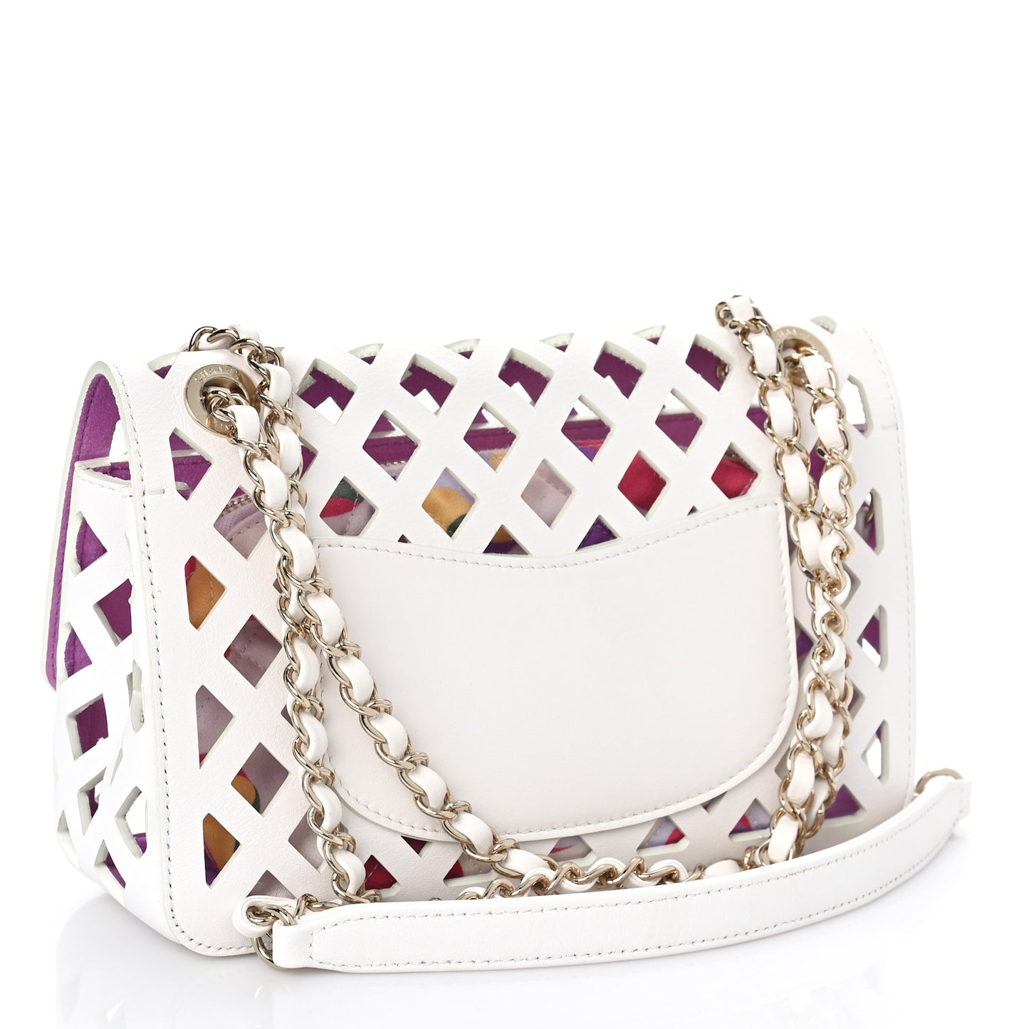Lambskin Small Sea Through Flap White Multicolor