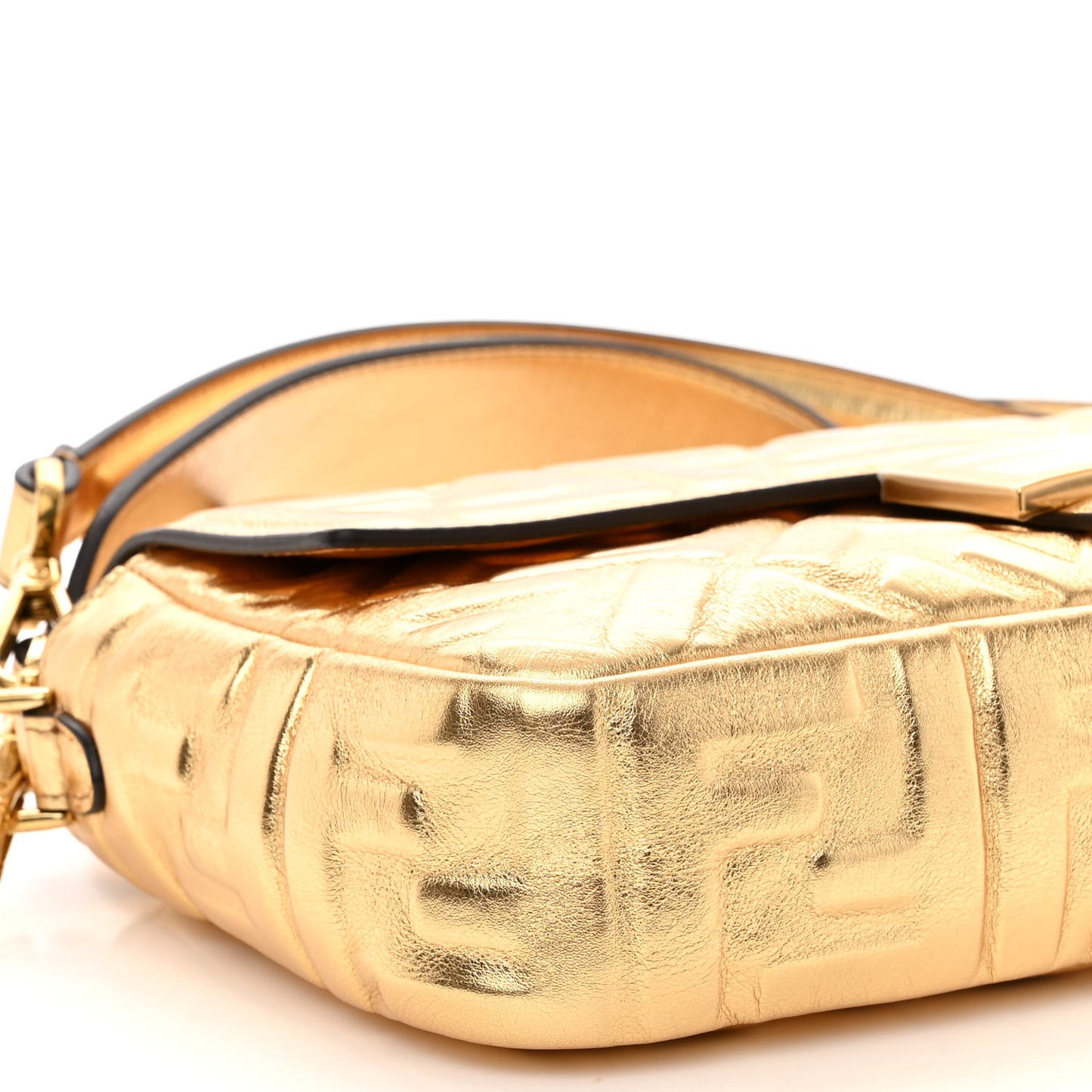 Vitello Catalan Mirror FF 1974 Embossed Baguette Gold