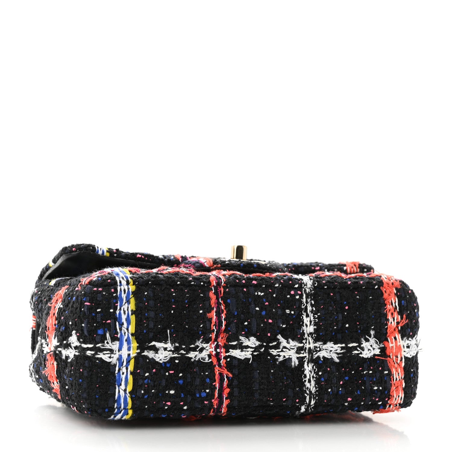 Chanel Tweed Quilted Mini Rectangular Flap Black Orange Blue 4 of 10