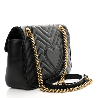 Gucci Calfskin Matelasse Small GG Marmont Shoulder Bag Black 3 of 16