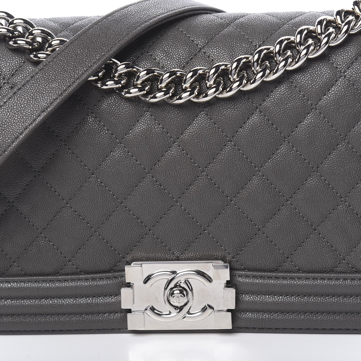 Chanel Caviar Quilted Medium Boy Flap Grey 8 of 11