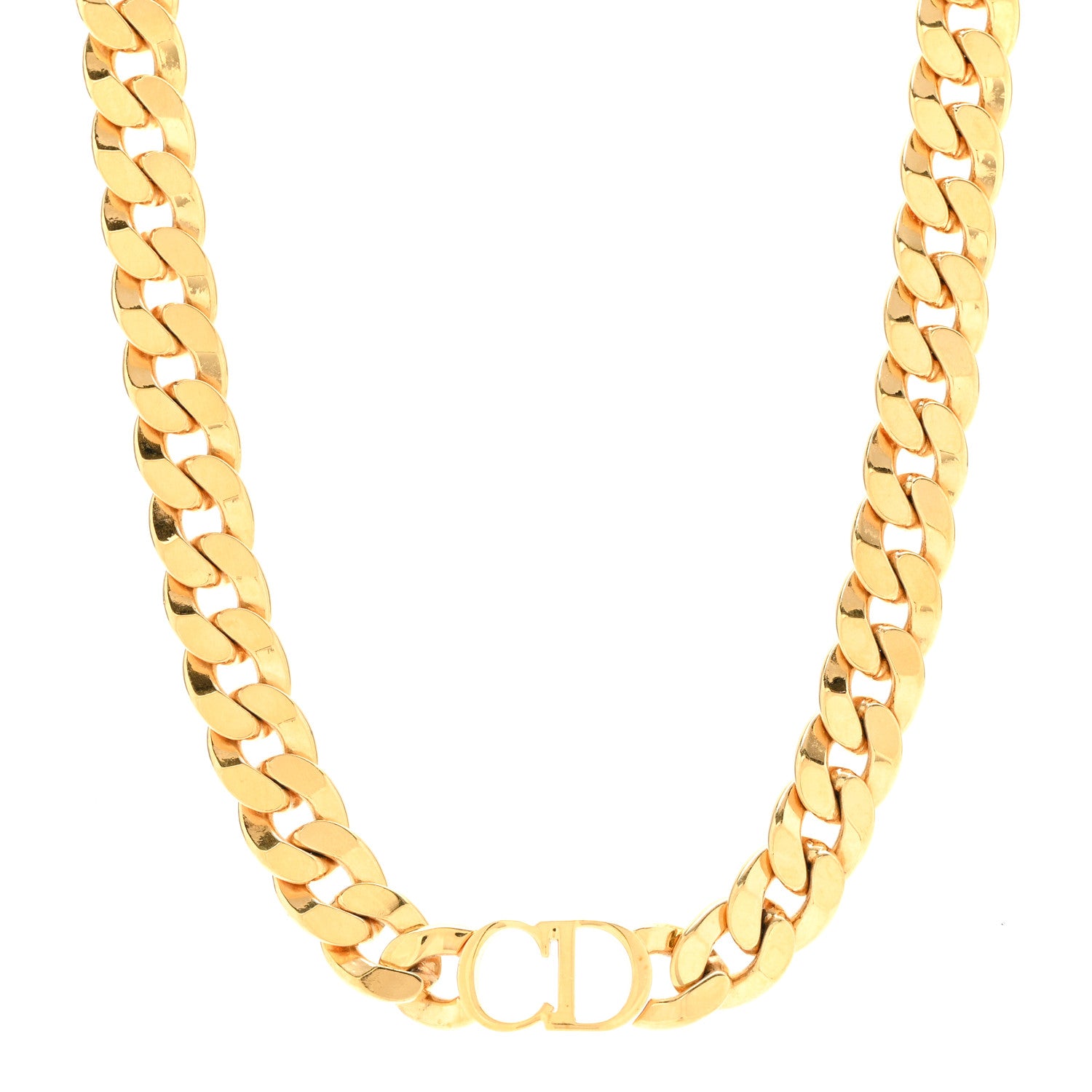 Christian Dior Metal CD Choker Necklace Gold 1 of 5