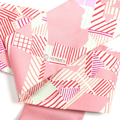 Hermes Silk Cavalcadour Morning Twilly Rose Vert Terracotta 4 of 4