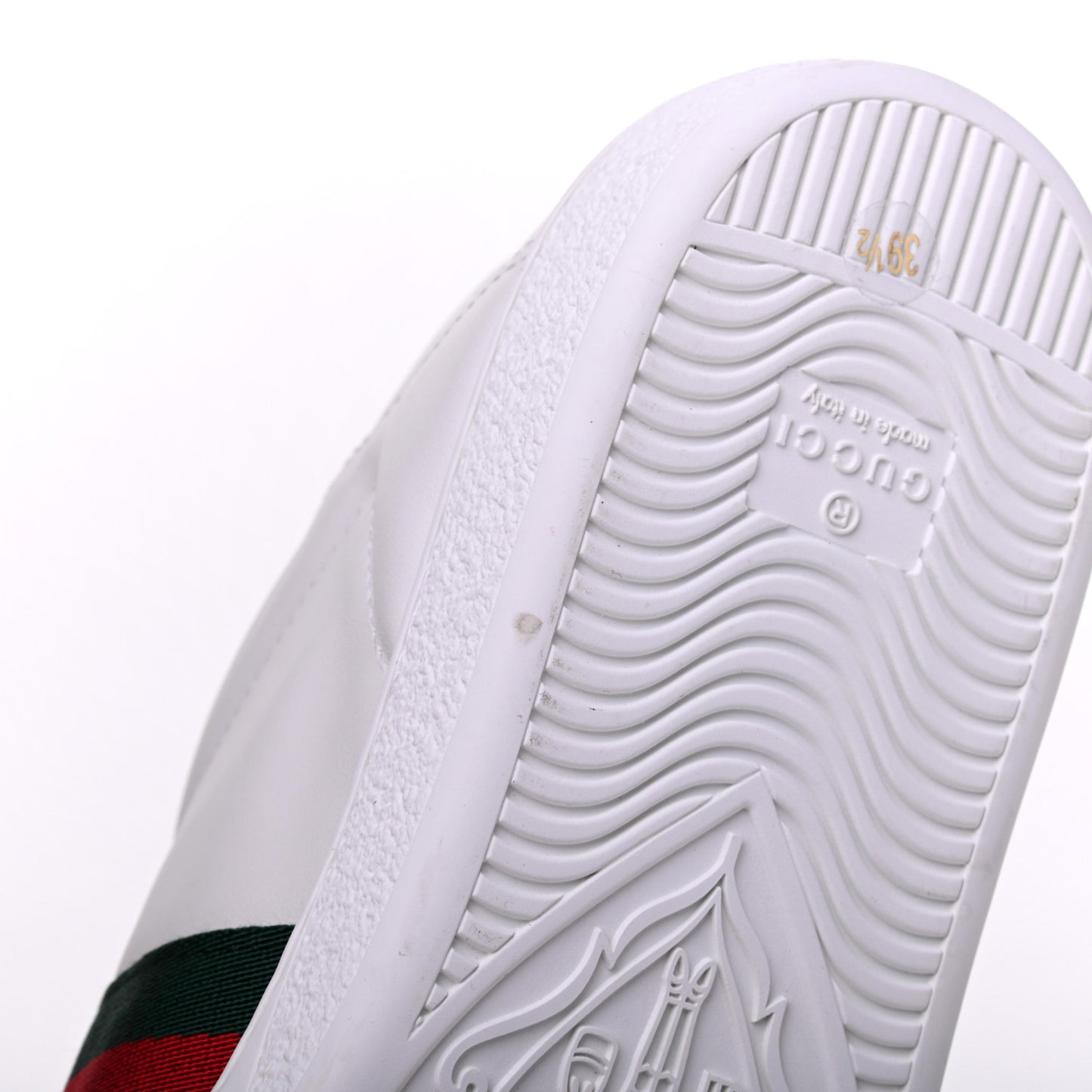 Calfskin Web Bee Embroidered Womens Ace Sneakers 39.5 White Green