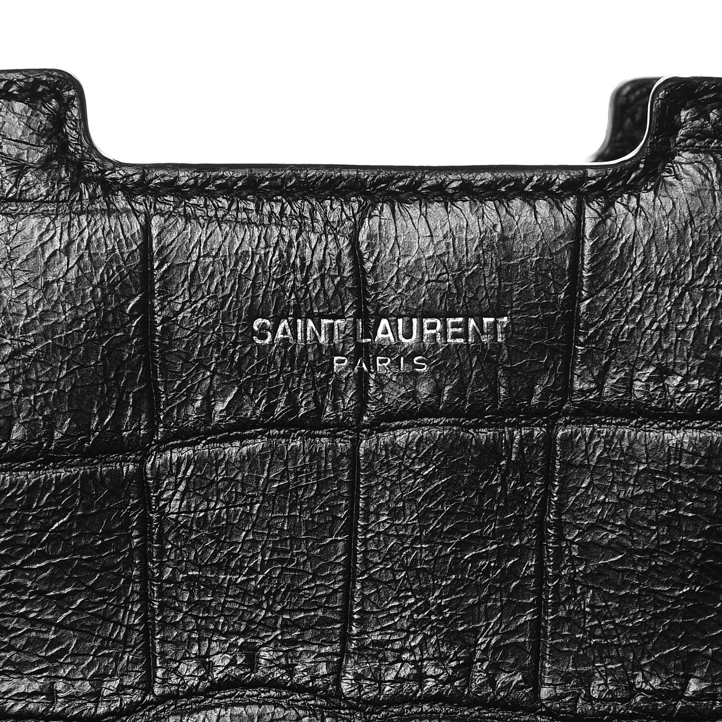 Calfskin Crocodile Embossed Small Monogram Cabas Black