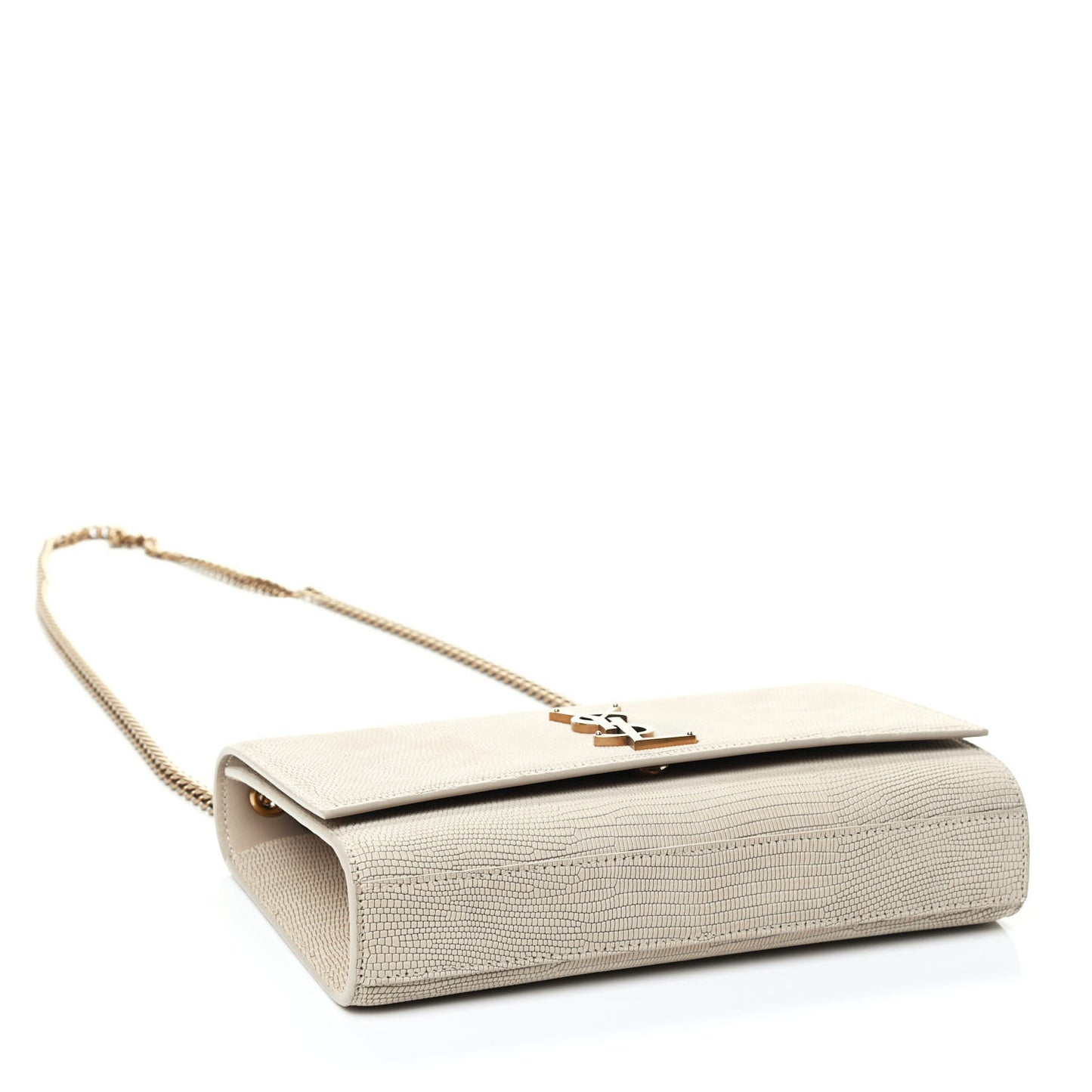 Calfskin Lizard Embossed Medium Classic Monogram Kate Satchel Linen