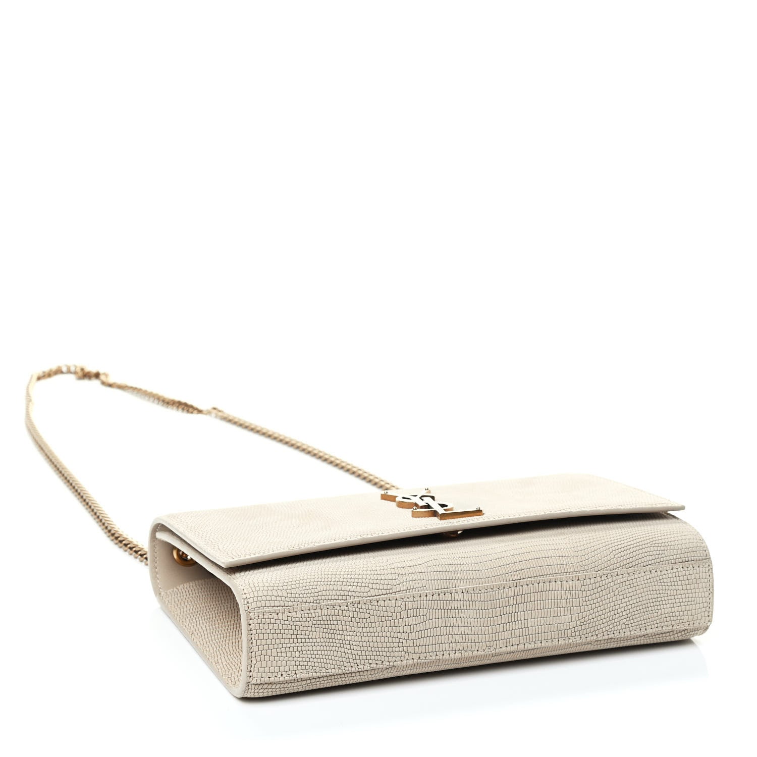 Saint Laurent Calfskin Lizard Embossed Medium Classic Monogram Kate Satchel Linen 3 of 4