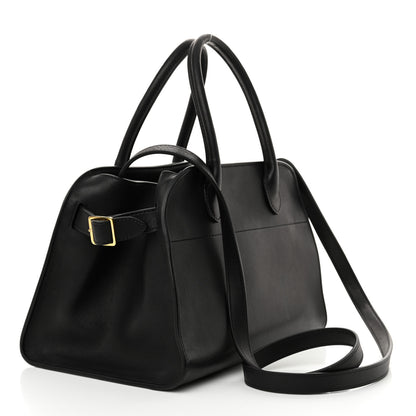 The Row Polished Saddle Calfskin Soft Margaux 10 Bag Black 3 of 9