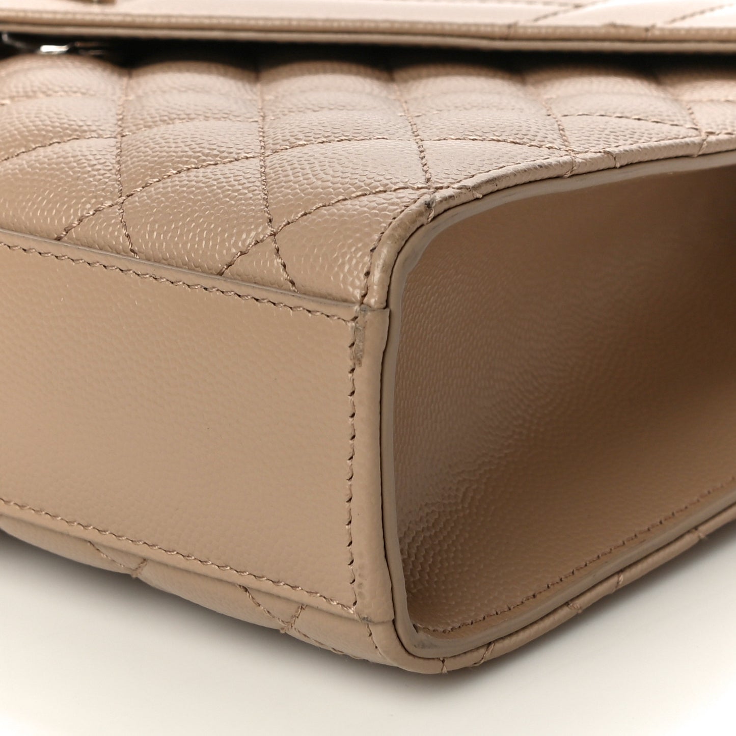 Grain De Poudre Textured Mixed Matelasse Medium Triquilt Monogram Satchel Dark Beige