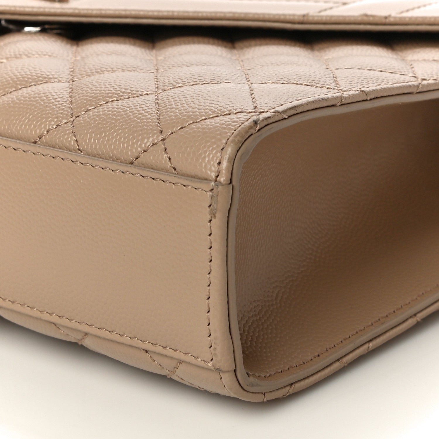 Saint Laurent Grain De Poudre Textured Mixed Matelasse Medium Triquilt Monogram Satchel Dark Beige 10 of 11
