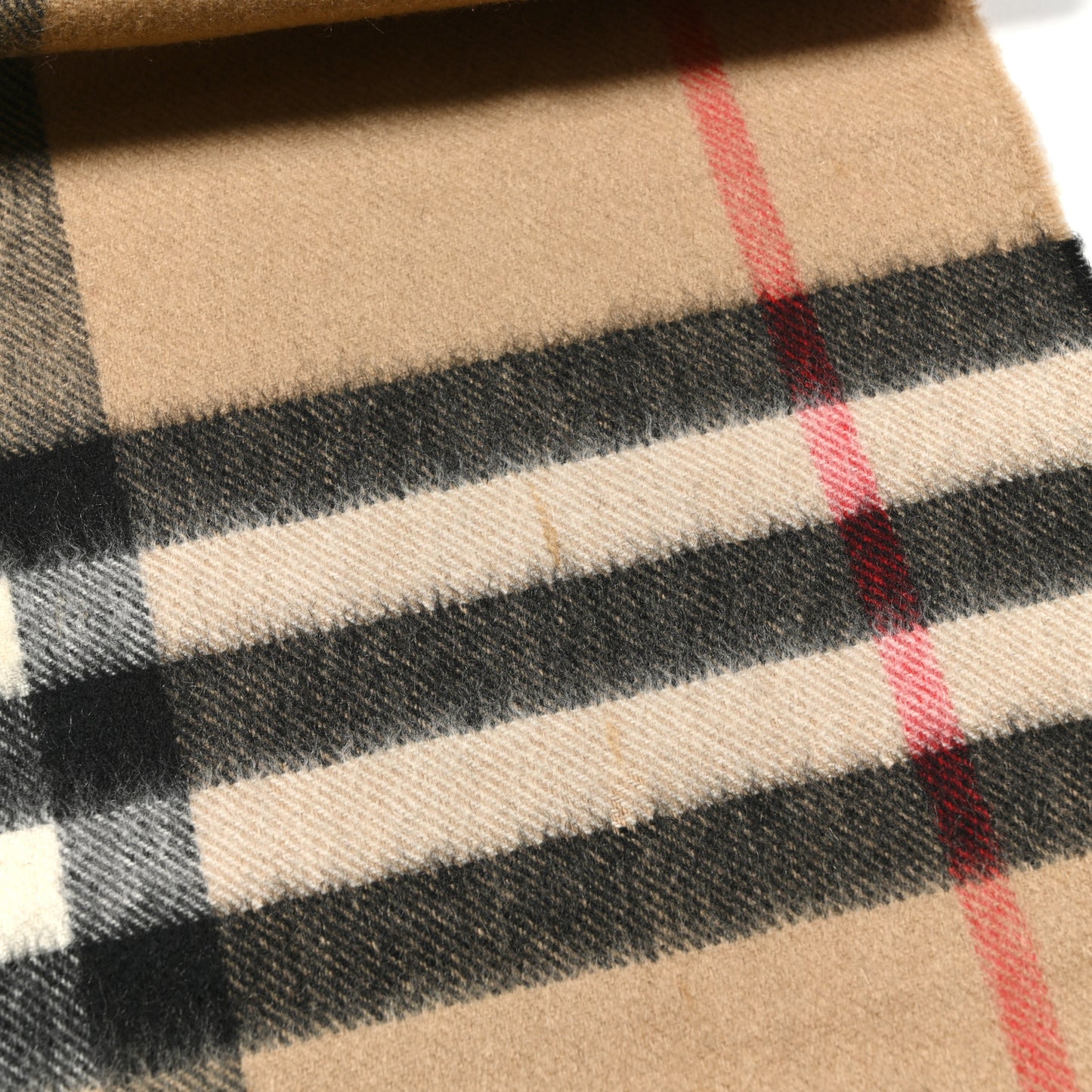 Cashmere Giant Check Fringe Scarf Archive Beige