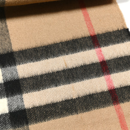 Burberry Cashmere Giant Check Fringe Scarf Archive Beige 5 of 5