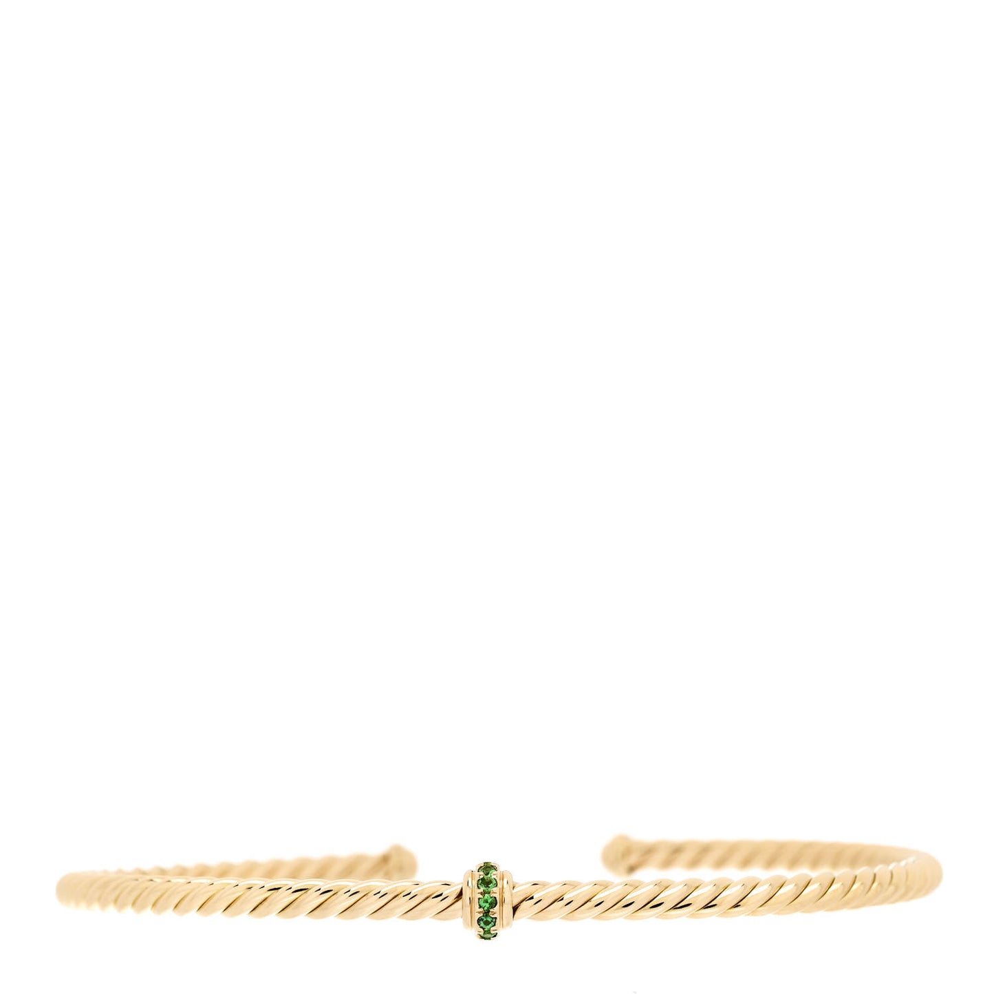 18K Yellow Gold Emerald 3mm Cablespira Single Station Bracelet
