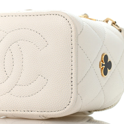 Chanel Caviar Quilted Enamel Coco Casino Mini Vanity Case With Chain White 10 of 11