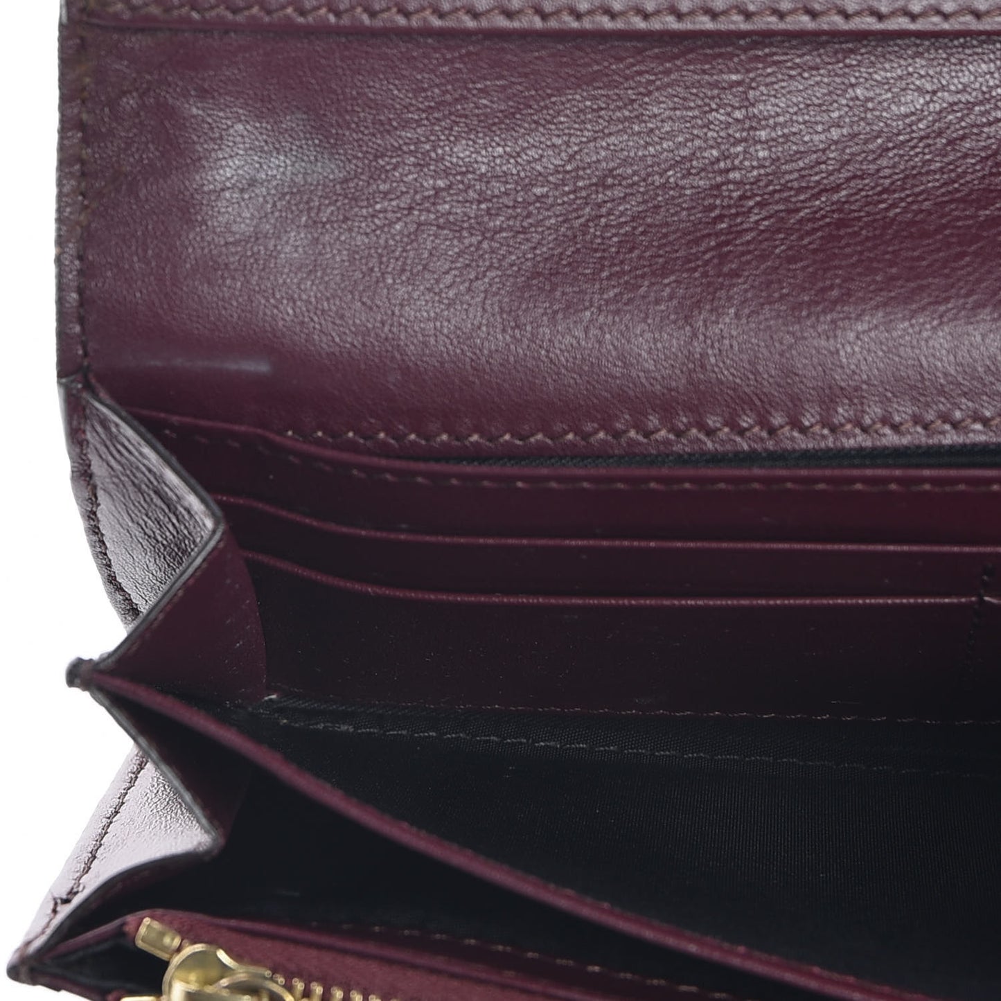Calfskin House Check Porter Continental Wallet Mahogany Red