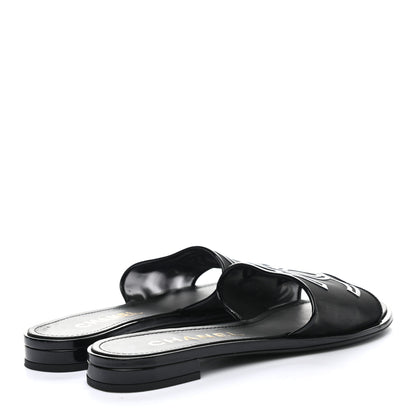 Chanel Mesh Patent Calfskin CC Mules 37 Black 4 of 9