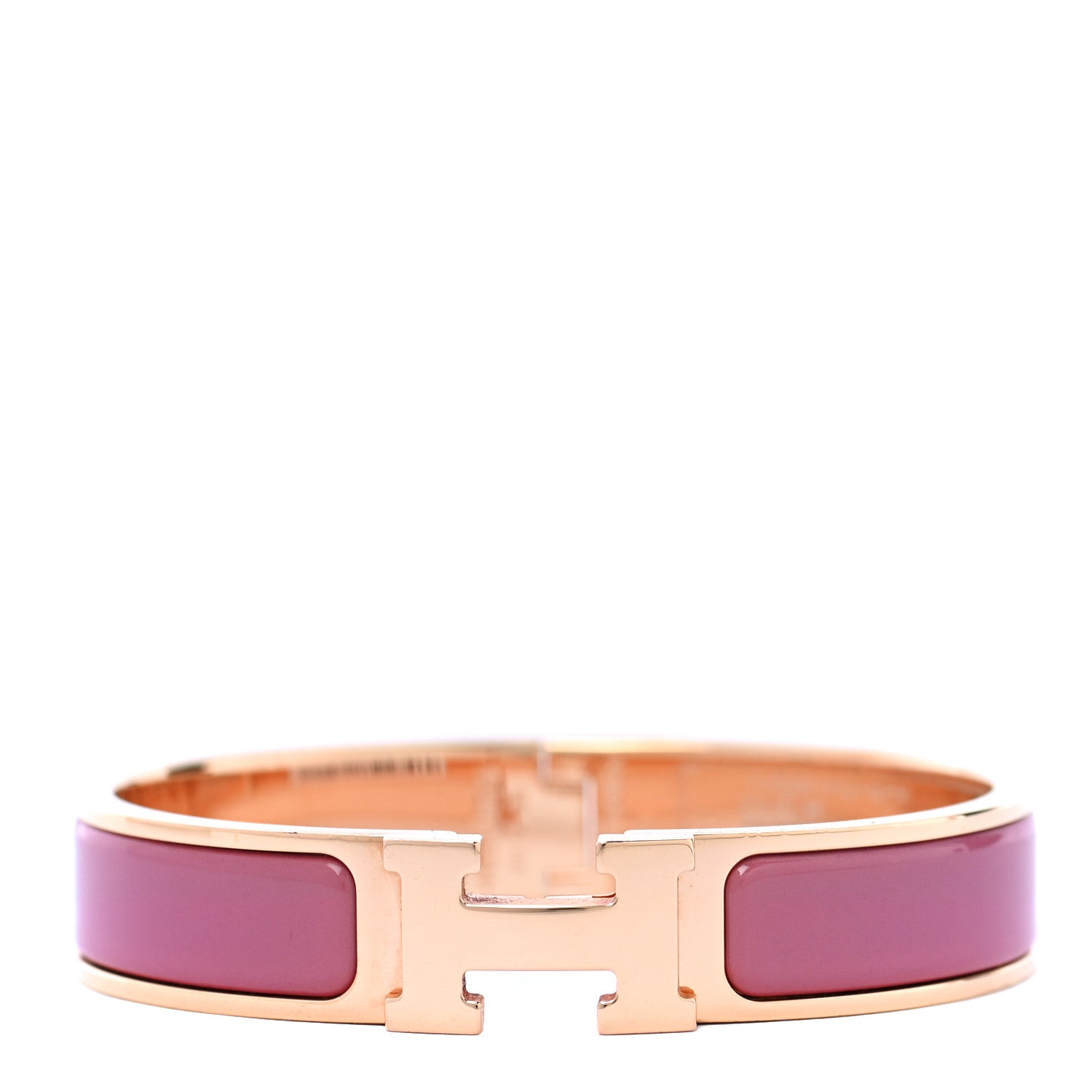Hermes Enamel Narrow Clic Clac H Bracelet PM Rose Velours 1 of 5
