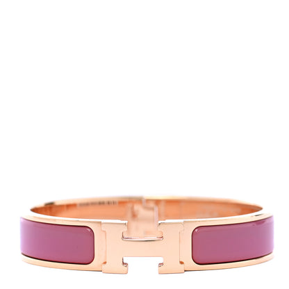 Hermes Enamel Narrow Clic Clac H Bracelet PM Rose Velours 1 of 5