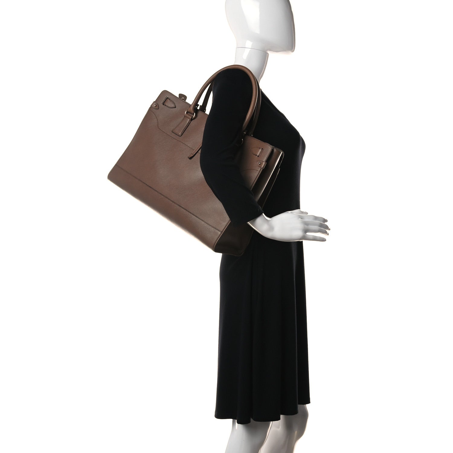 Salvatore Ferragamo Printed Calfskin Briana Tote Tabac 2 of 11