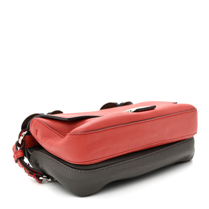 Fendi Vitello Dolce Flowerland Bi-Color Studded Micro Double Baguette Bloody Mary Carbone 4 of 10