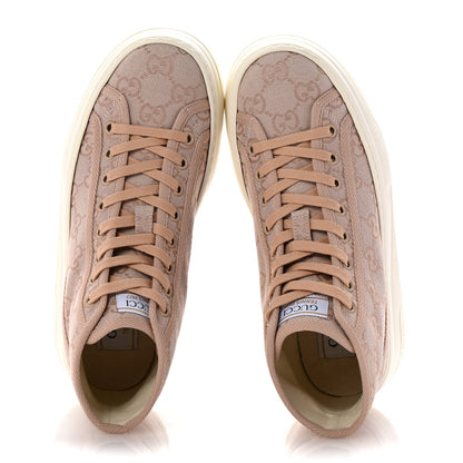 Gucci New Canvas GG Monogram Womens Tennis 1977 High Top 55mm Platform Sneakers 37.5 Skin Rose Dark Skin Rose 2 of 11
