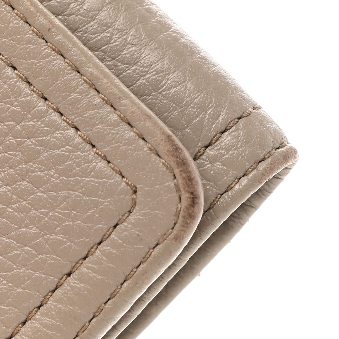 Vitello Daino Metal Tri-Fold Wallet Visone