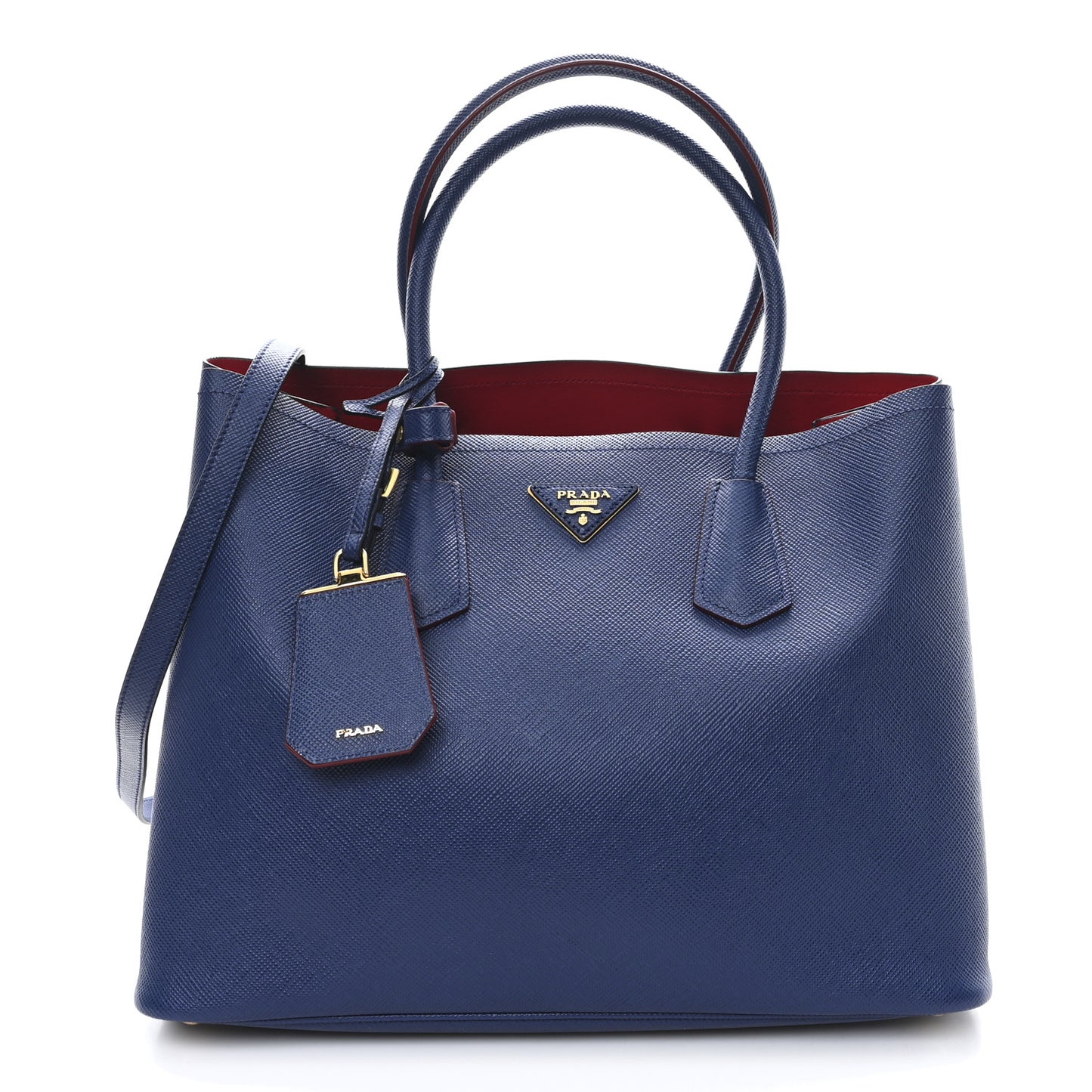 Saffiano Cuir Large Double Bag Bluette