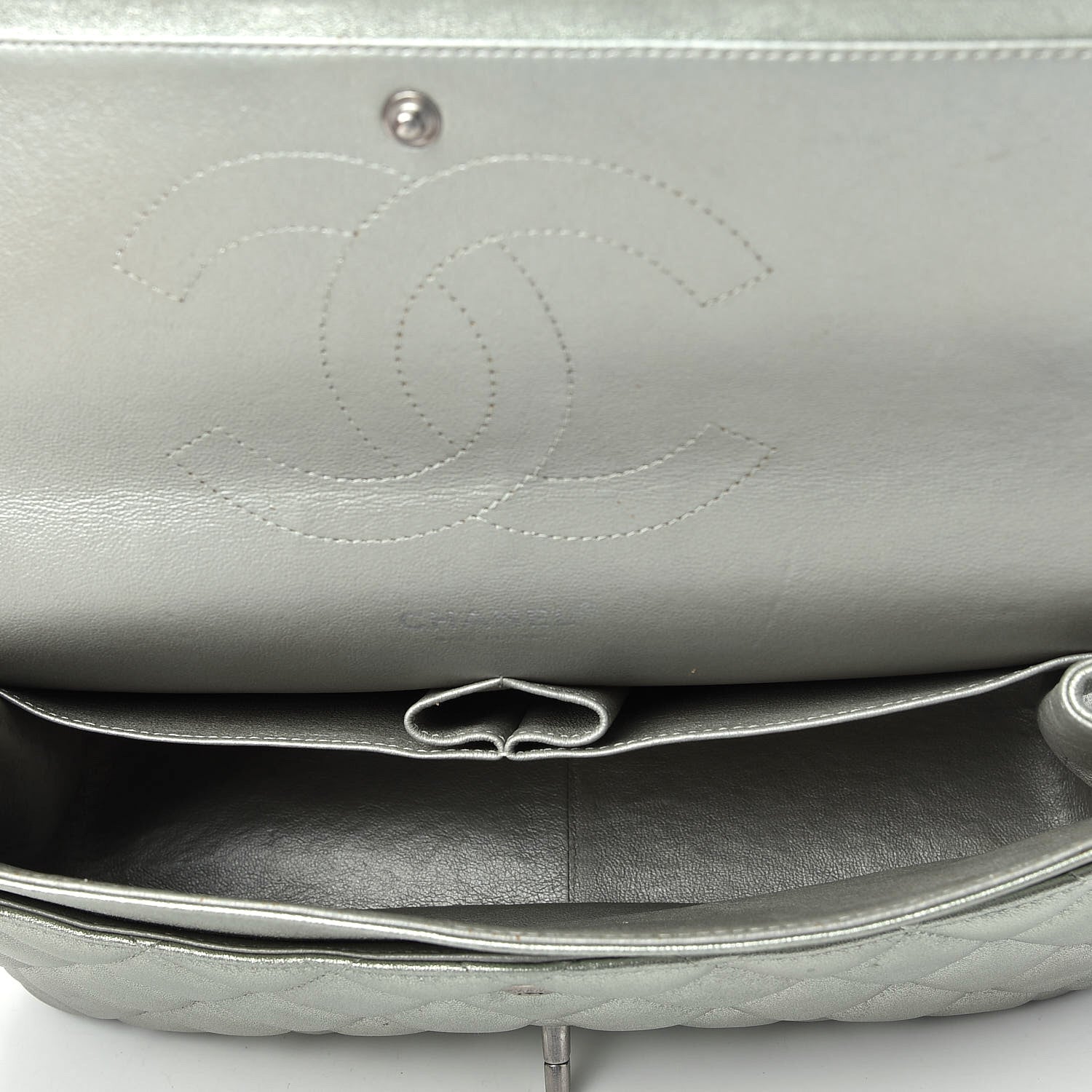 Chanel Metallic Lambskin Quilted Jumbo Double Flap Green 6 of 12