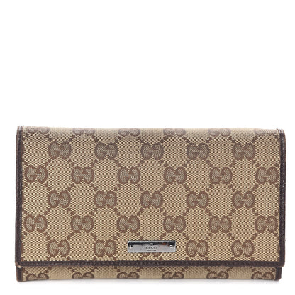 Gucci Monogram Metal Bar Continental Flap Wallet Brown 1 of 6