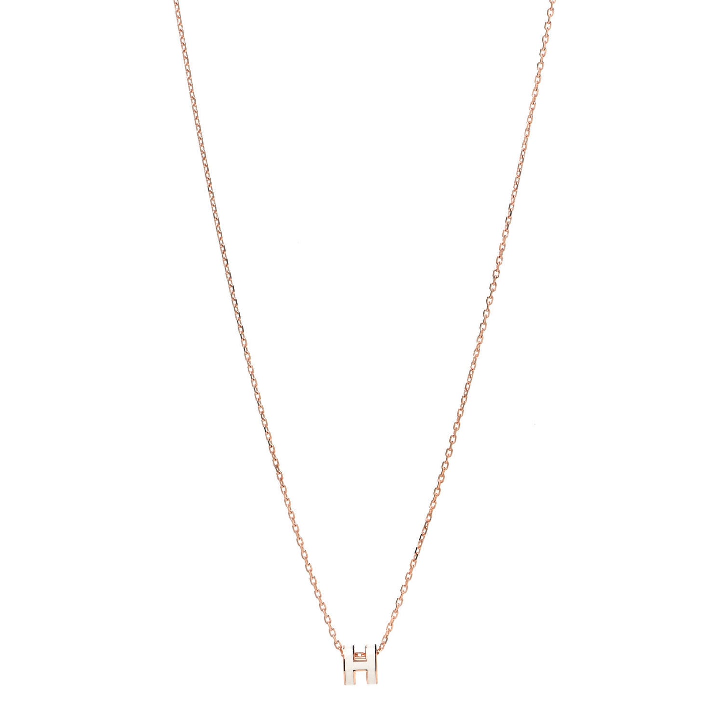 Lacquered Rose Gold Mini Pop H Pendant Necklace White