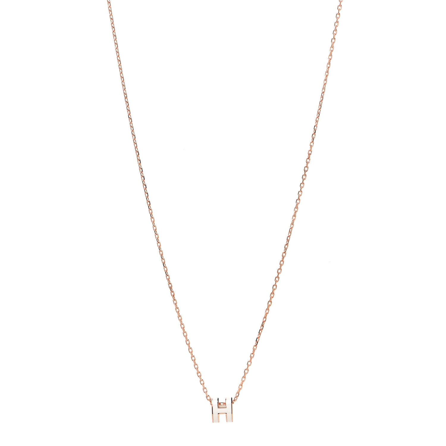 Hermes Lacquered Rose Gold Mini Pop H Pendant Necklace White 1 of 4