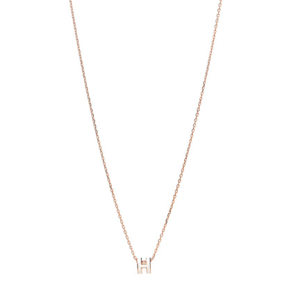 Hermes Lacquered Rose Gold Mini Pop H Pendant Necklace White 1 of 4