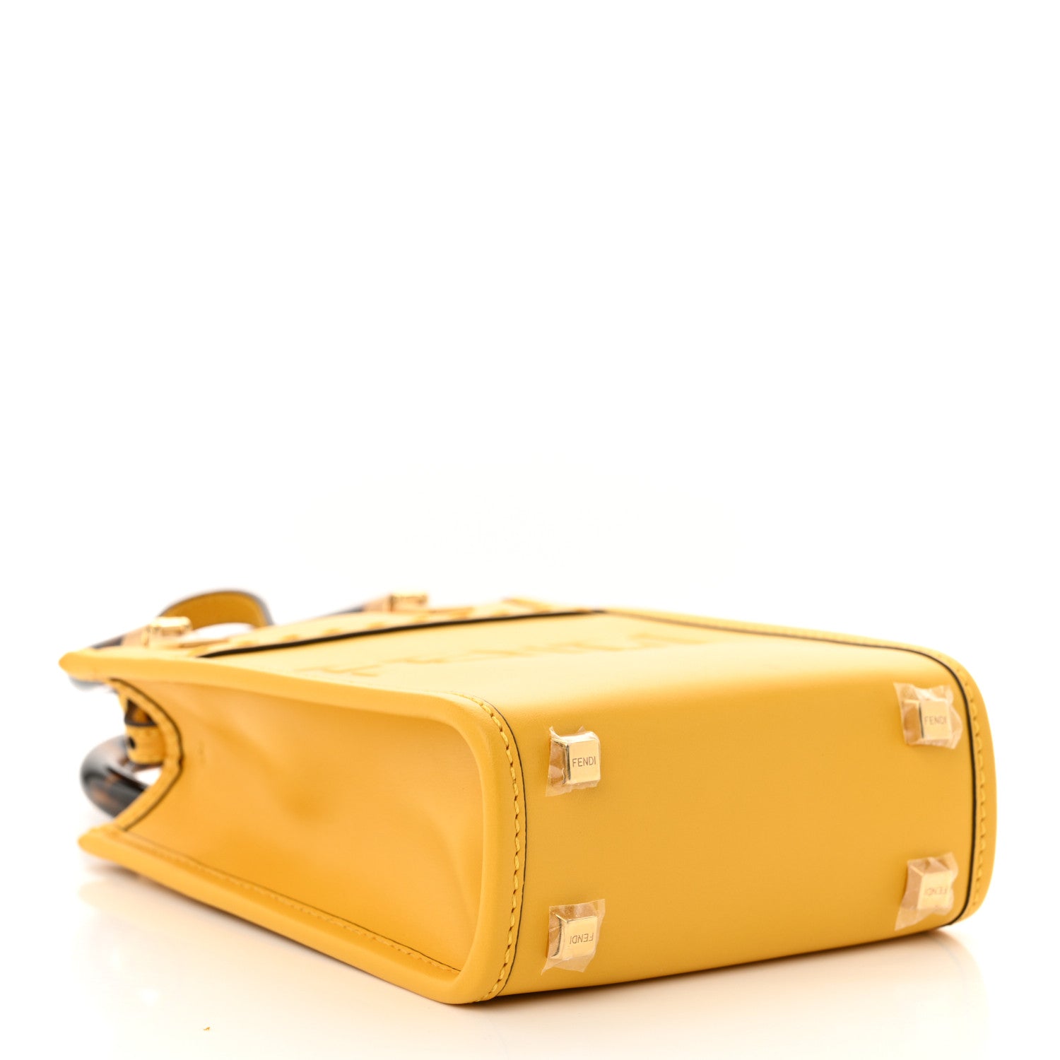 Fendi Vitello King Plexiglass Logo Embossed Mini Fendi Sunshine Shopper Tote Mimosa 4 of 11