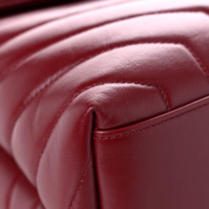 Saint Laurent Calfskin Y Quilted Monogram Medium Loulou Chain Satchel Rouge Legion 9 of 16