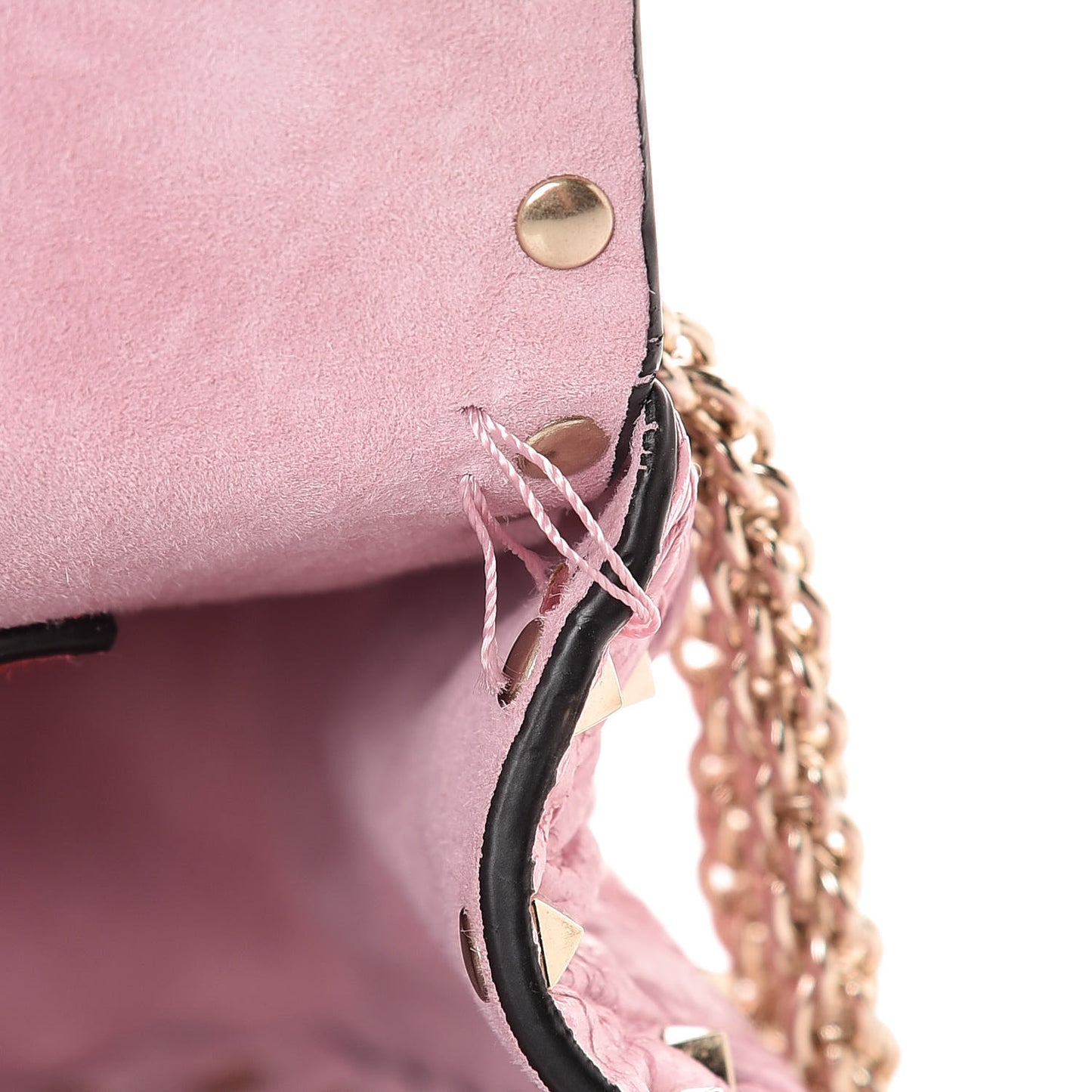 Craquele Nappa Medium Rockstud Spike Shoulder Bag Pink