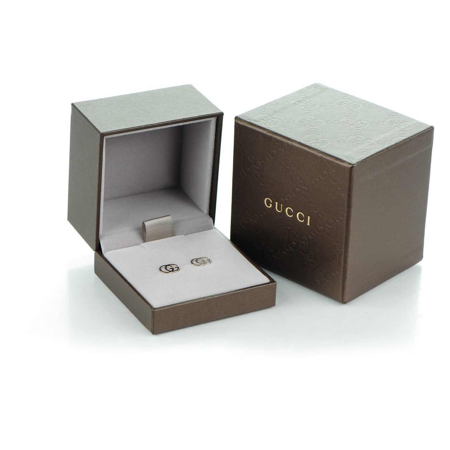 18K White Gold GG Tissue Stud Earrings