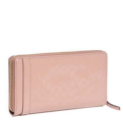 Gucci Patent Microguccissima Nice Zip Around Wallet Dark Cipria 3 of 8