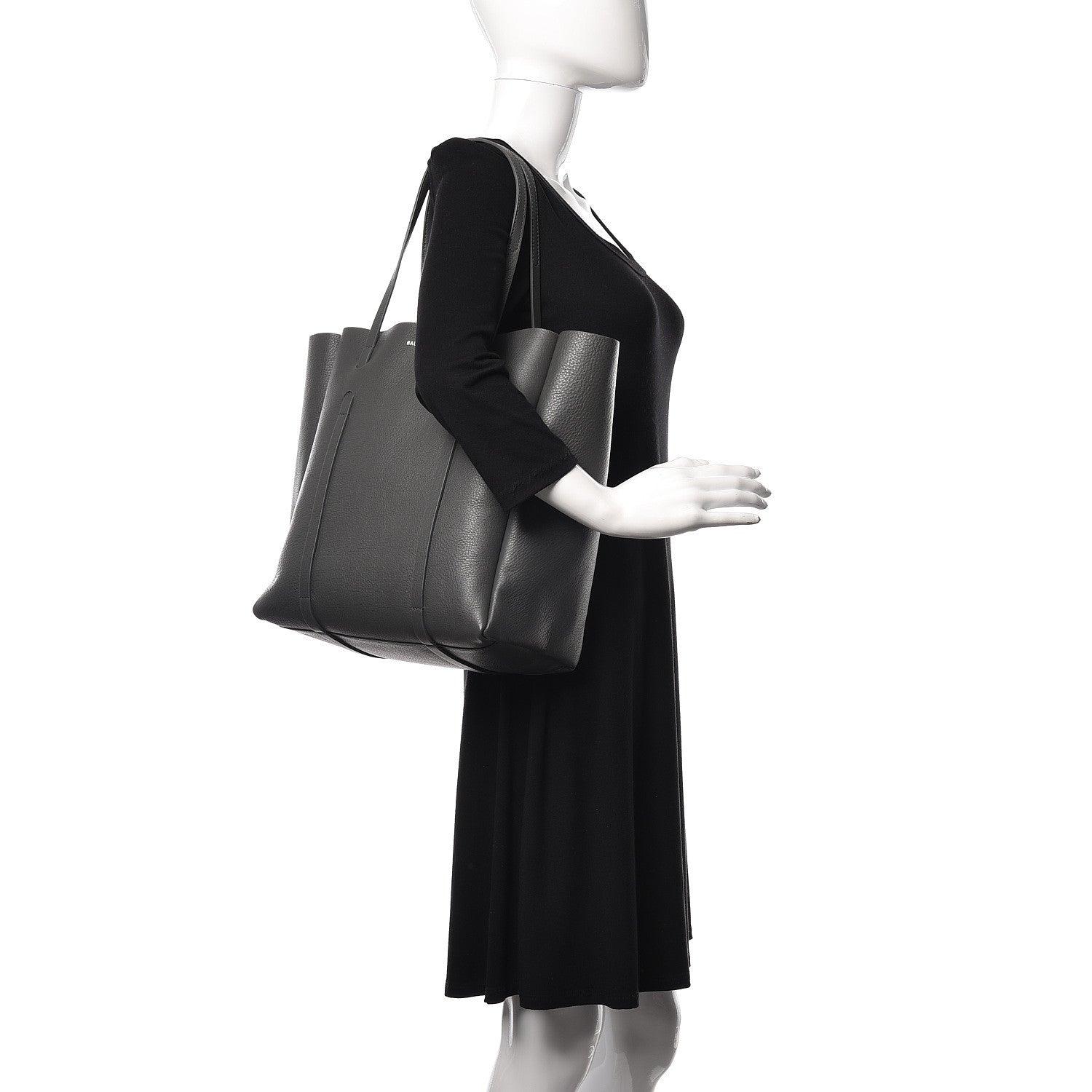 Balenciaga Veau Baltimore Double Sided Small Everyday Tote Gris Fossile Black 2 of 8