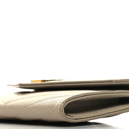 Saint Laurent Grain De Poudre Matelasse Chevron Small Monogram Envelope Wallet Dark Beige 10 of 11