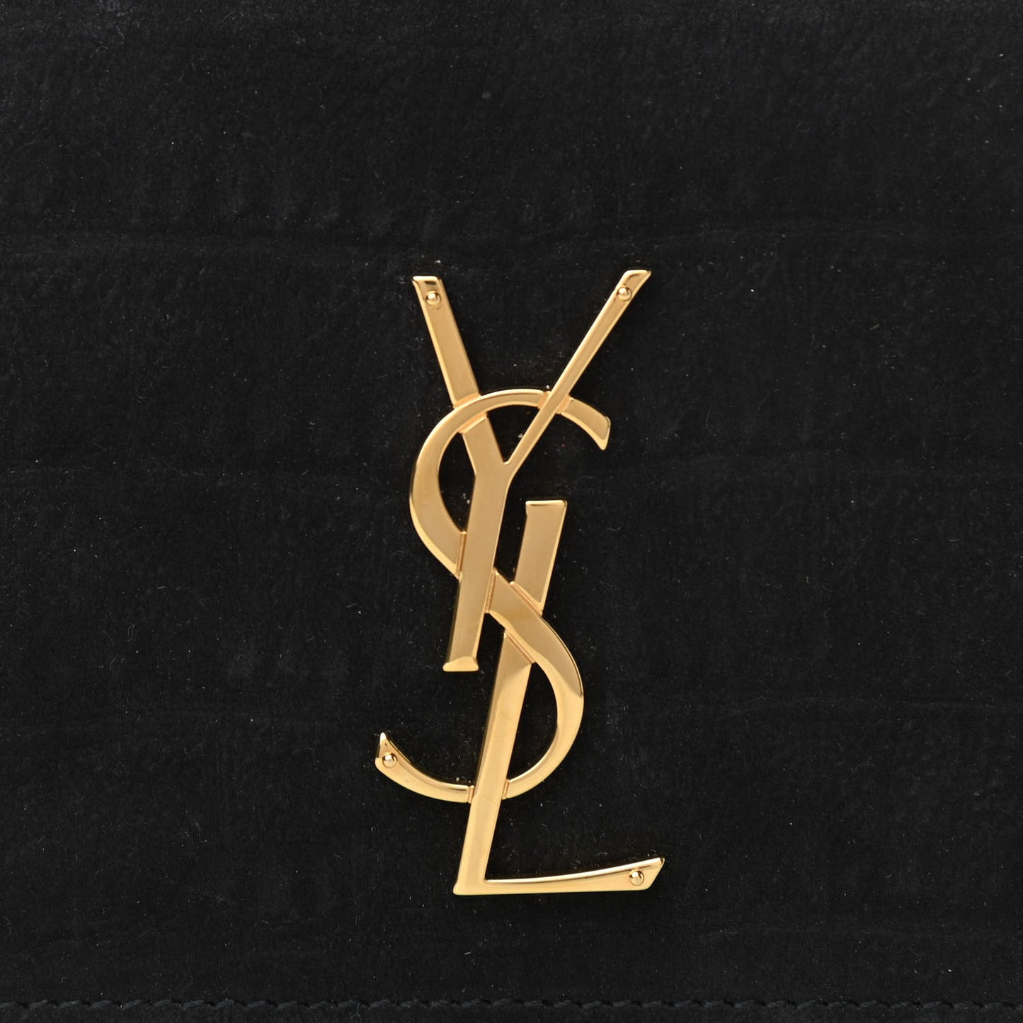 Suede Crocodile Embossed Monogram Kate Belt Bag Black