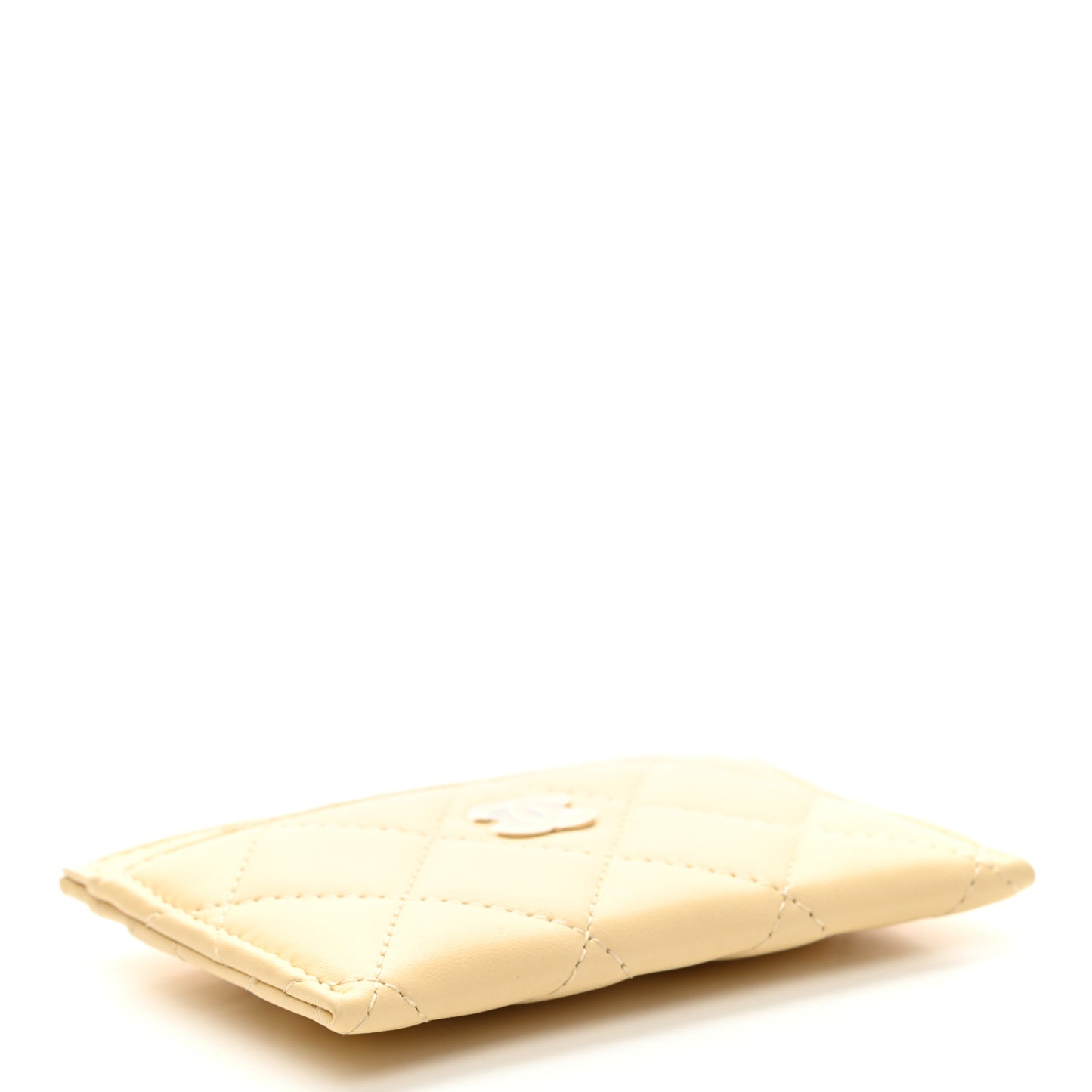 Lambskin Quilted Card Holder Yellow
