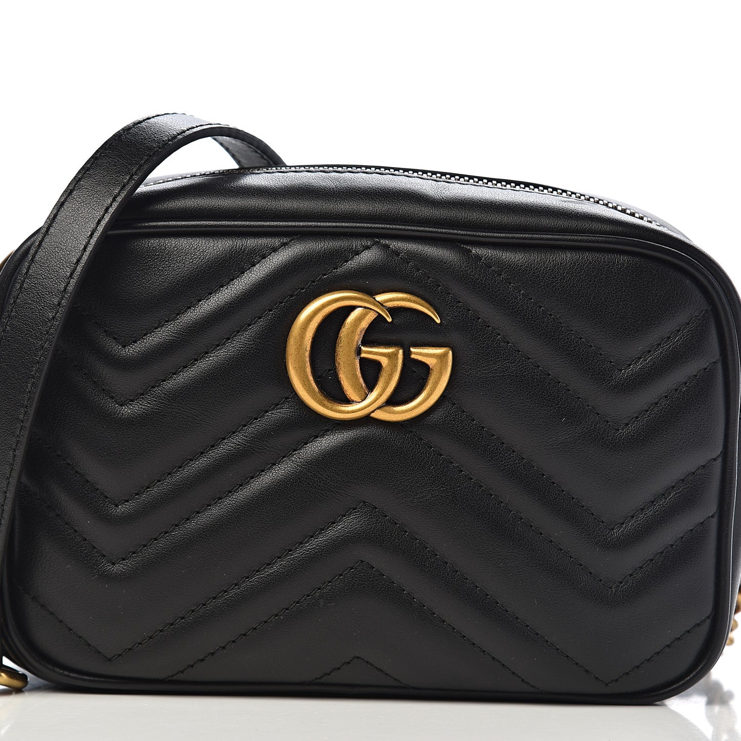 Calfskin Matelasse Mini GG Marmont Chain Shoulder Bag Black