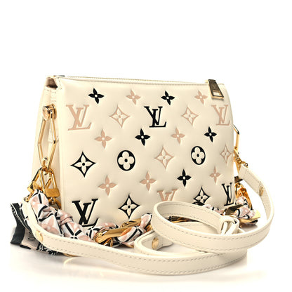 Louis Vuitton Lambskin Embossed Monogram Tricolor By The Pool Coussin BB Beige 3 of 11