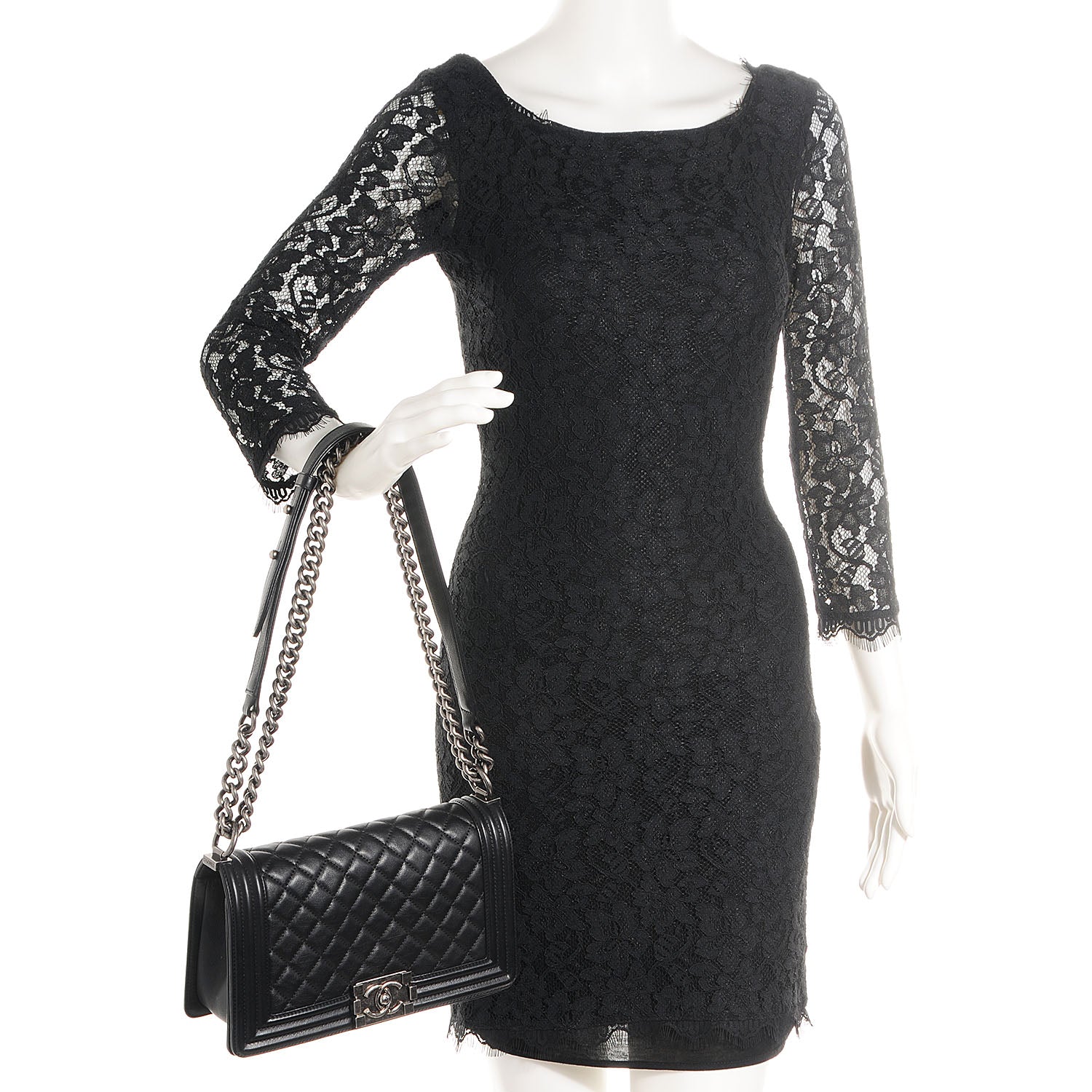 Chanel Metallic Calfskin Quilted Medium Boy Flap Black 2 of 9