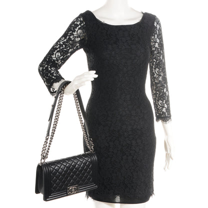 Chanel Metallic Calfskin Quilted Medium Boy Flap Black 2 of 9