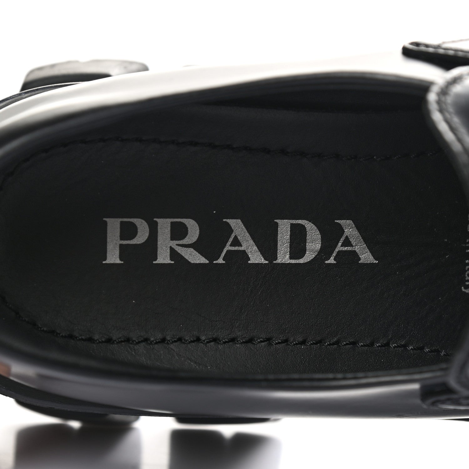Prada Spazzolato Rois Metal Triangle Logo Monolith 55mm Loafers 37 Black 7 of 11