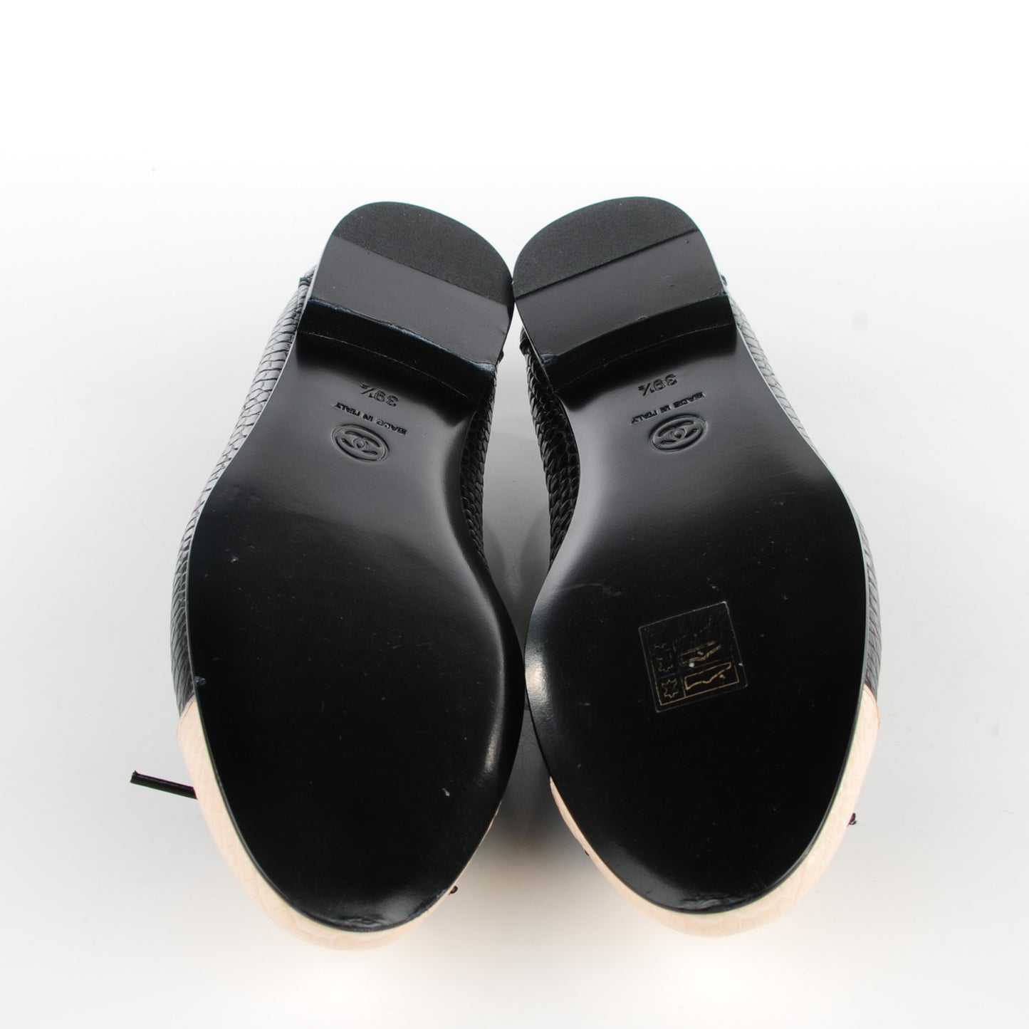 Crocodile Patent CC Cap Toe Ballerina Flats 39.5 Black