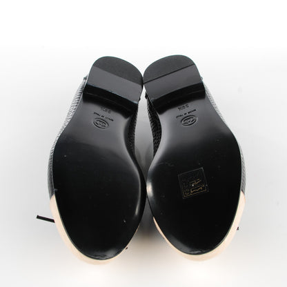 Chanel Crocodile Patent CC Cap Toe Ballerina Flats 39.5 Black 7 of 10