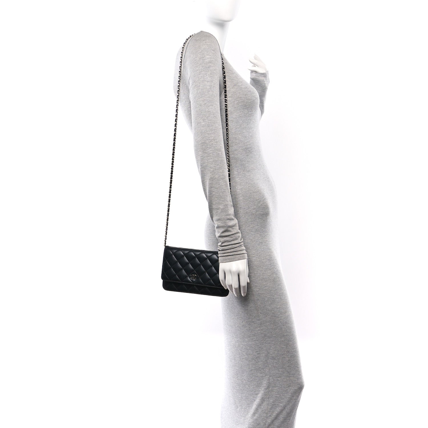 Chanel Lambskin Quilted Wallet On Chain WOC Black 2 of 13